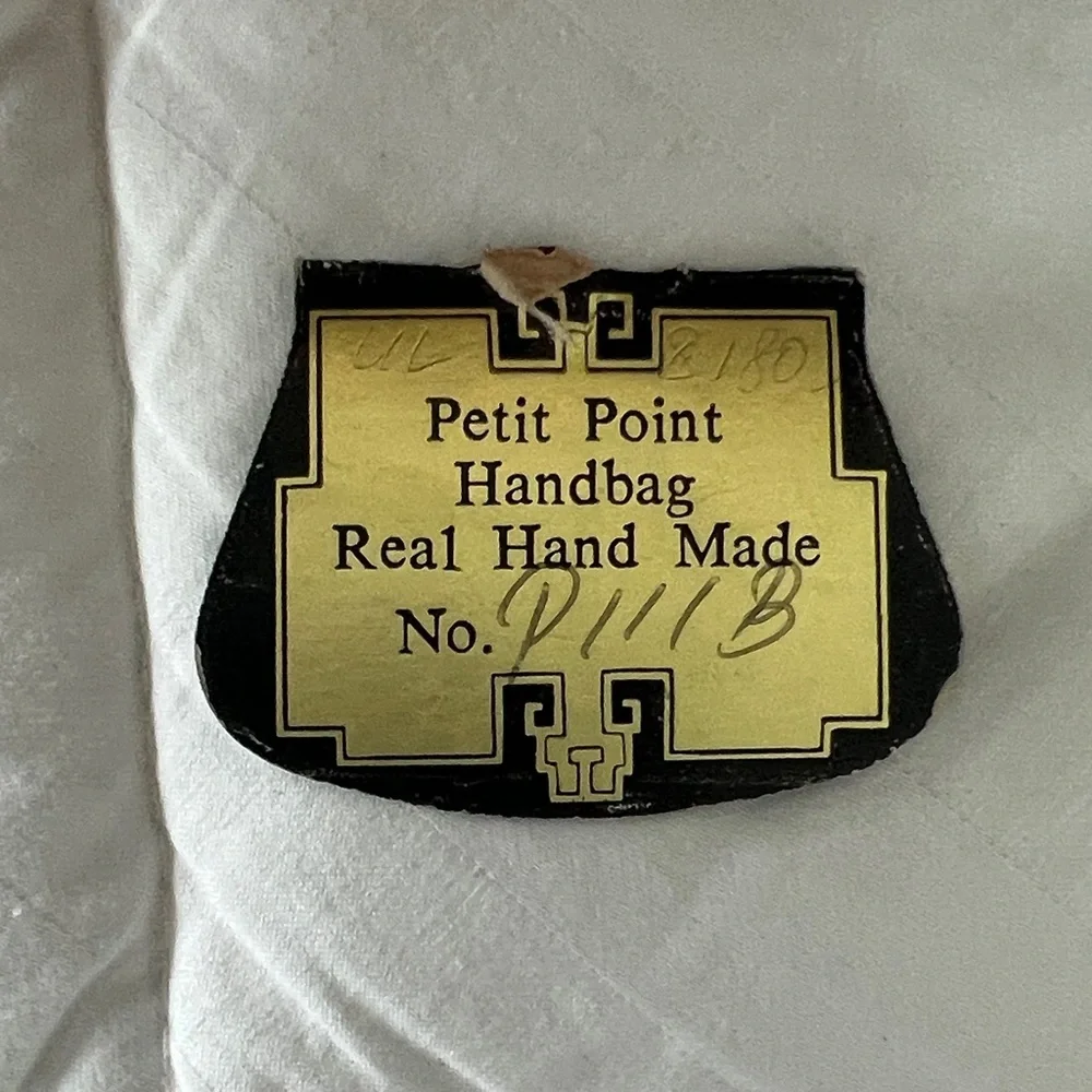 Vintage Petit Point Handmade Floral Tapestry Clutch with Gold Chain - Picture 2 of 8